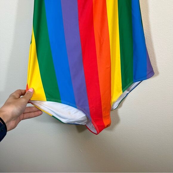 ✨ Tipsy Elves Rainbow One Piece Swim Suit Halter Women’s Medium - Picture 5 of 10